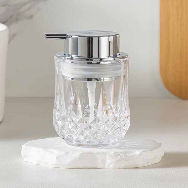 Sæbedispenser sæt i glas – Halvflaske badeværelses håndsæbe silver