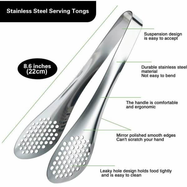 Sæt med 2 buffet-tang i rustfrit stål 22,9 cm sølv