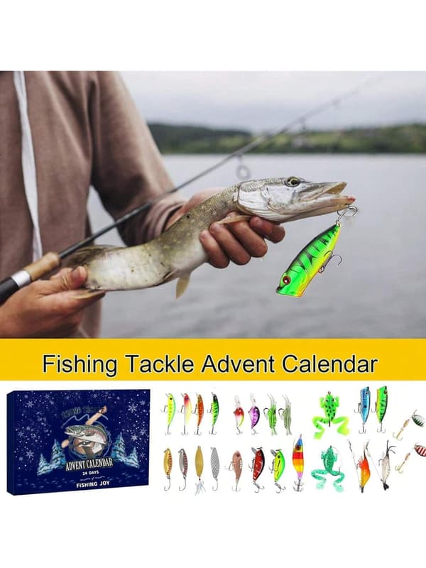 Fiske Adventskalender 2025, 24-dagers nedtelling med sluker og tilbehør (E)
