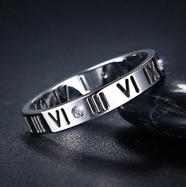 Openwork Romertal Ring til Kvinder Piger af Rustfrit Stål & CZ Indstilling Sølv/Rose Guld/Guld Plated - -