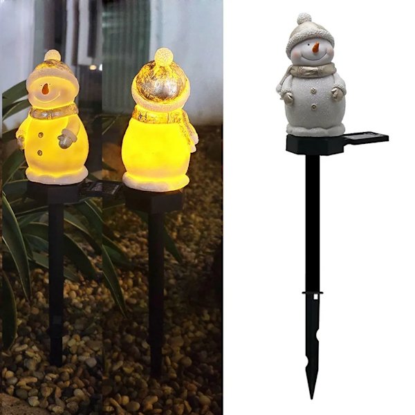 2x LED snemand solcellelampe havelys julehavepynt plænelys julepynt