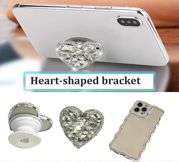 Sølv hjerte diamantbeslag er velegnet til iPhone-etui (til iPhone 13).