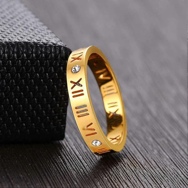 Openwork Romertal Ring til Kvinder Piger af Rustfrit Stål & CZ Indstilling Sølv/Rose Guld/Guld Plated - -