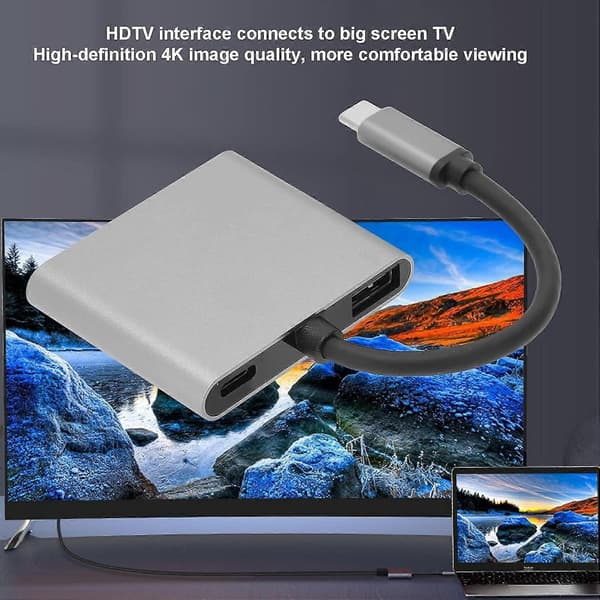 2025 Siste Modell 4K 4 i 1 USB C til Dobbel HDMI-konverter, MultiScreen Strømadapter Hub, USB3.0