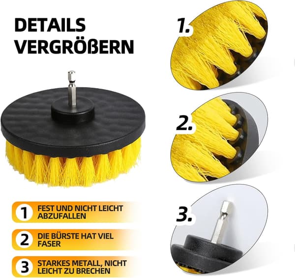 4-pack borstfäste uppladdningsbart rengöringsborstset Gul