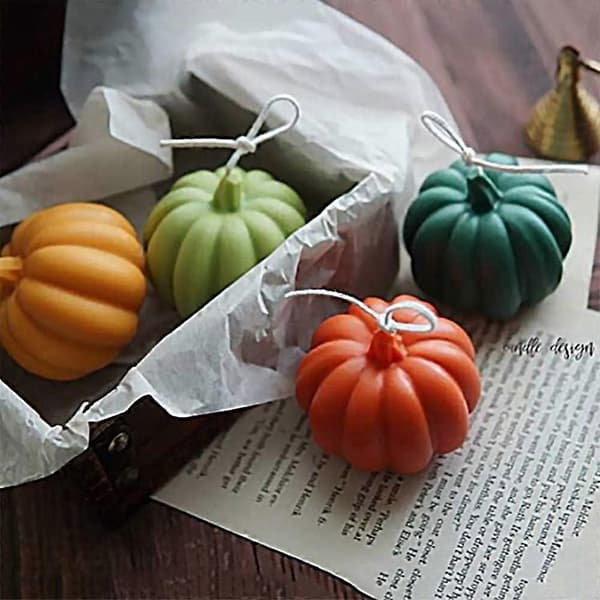 4 par 3D græskarkageforme, mini græskar silikoneforme Halloween geléforme