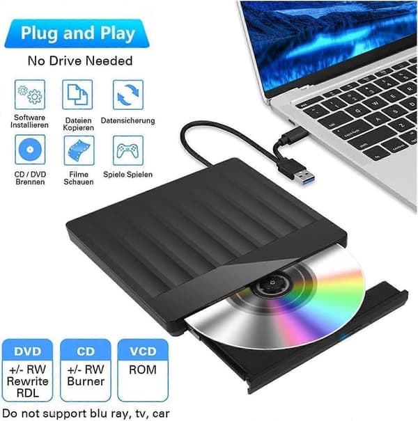 Dvd-spelare Extern DVD-brännare USB 3.0 TypeC PC Universal CD/DVD-läsare Skrivare
