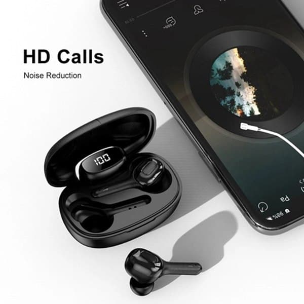 T9S Trådløst Bluetooth-headset HD Digital Skjerm Samtale Stereo Vit