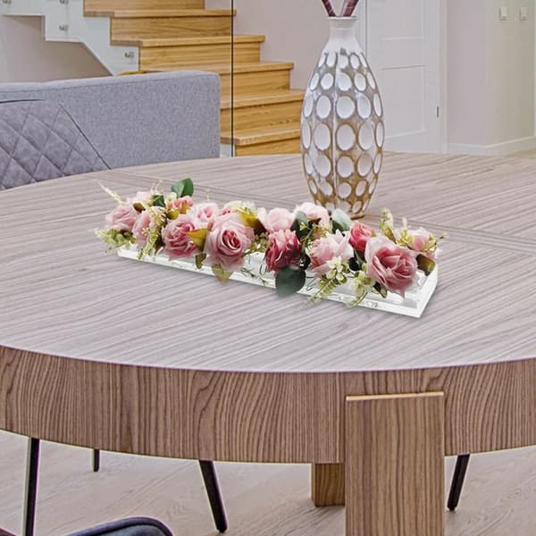 14-håls rektangulär akrylblomvas, 35x10x6cm, skrivbordsdekoration