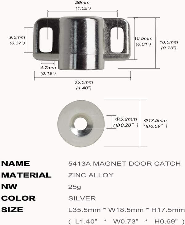 Med neodymmagnetlås, magnetiskt skåpdörrlås - 8 st Silver 8st
