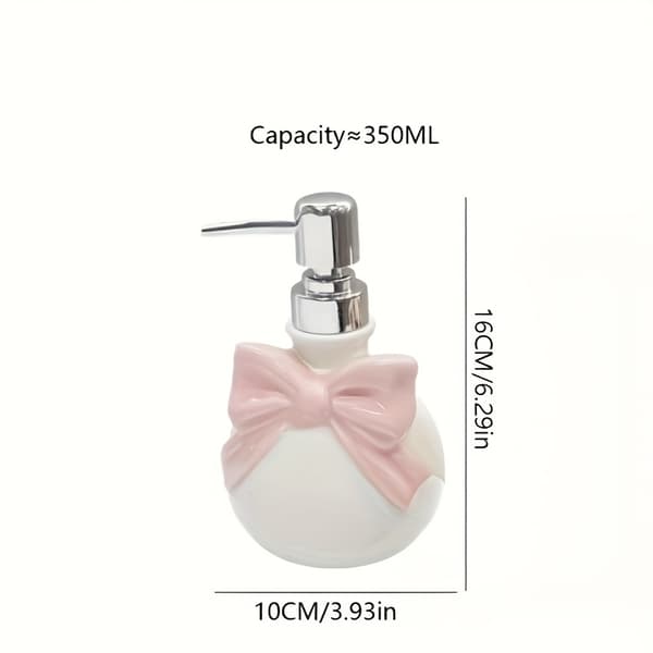 Luova vaaleanpunainen keraaminen lotionpullo rusetilla pink