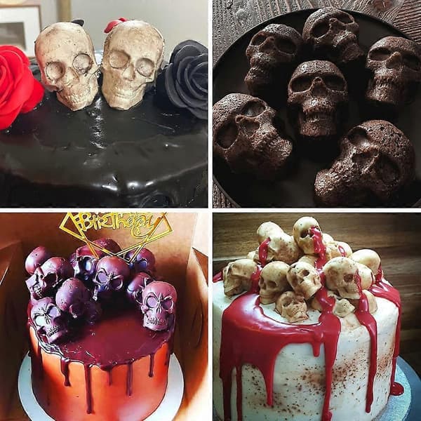 4-pak Skull Silikoneform Sæt - Til Chokolade Slik Is Sæbe Halloween Bagning