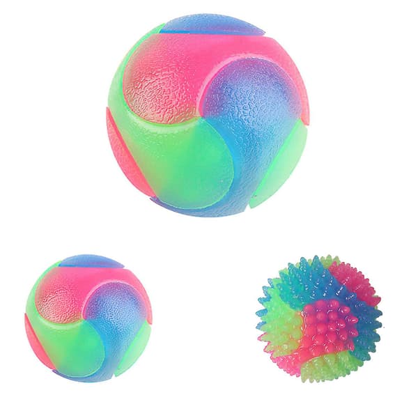 Hundebolde Blinkende Elastisk Bold LED Molar Bold Glødende Bold Kæledyrs Farvelys Bold Interaktivt Legetøj Til Katte, Hunde (Som Vist)