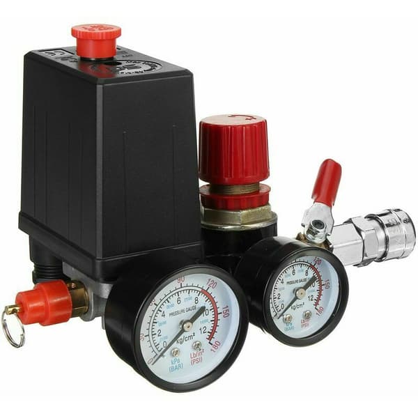 90120PSI luftkompressor trykkbryter kontrollventil manifold regulator målere