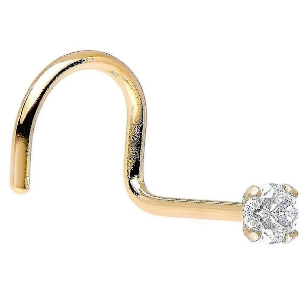 Solid 14k guld næseskrue med ægte diamant
