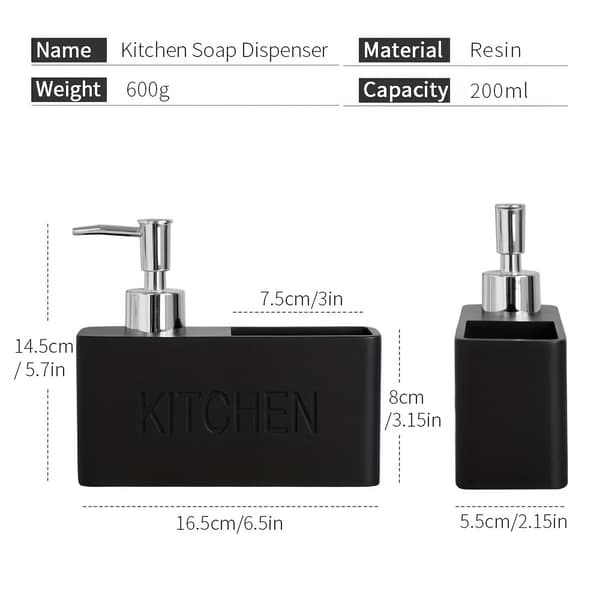 Kjøkkensåpedispenser, multifunksjonell vaskemiddeldispenser black
