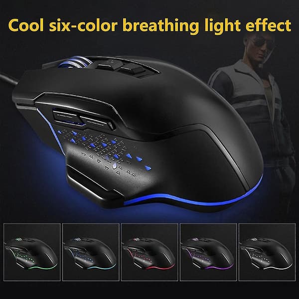 Gaming Mus Ledningsført Programmerbar Åndedrætslys Ergonomisk Spil USB Computer Mus