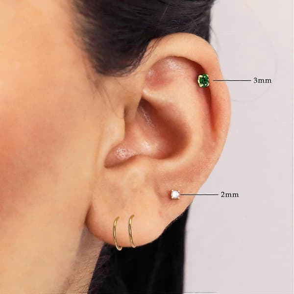 2 stk. grøn næsepiercing, 20g brusk smaragd øreringe tragus piercing smykker til St Patri