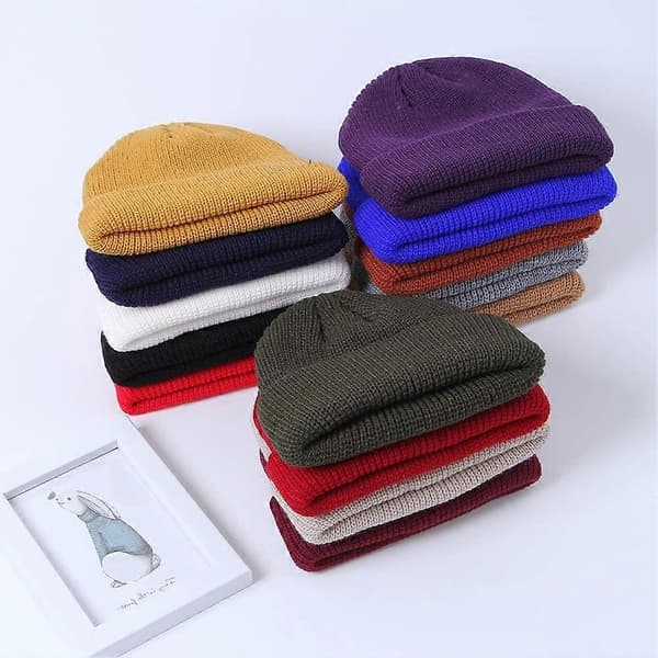 -Stilfuld varm hue, vintervarm unisex blød strikhue