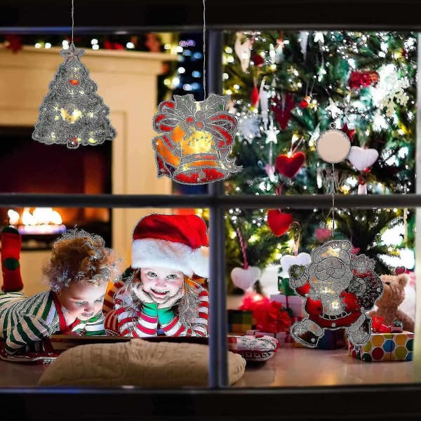 Julepynt Lys 3 Stykker Led Hengevindu Lys