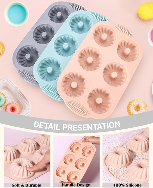 3-delt geléformsett med silikonrør for kaker. 3PC