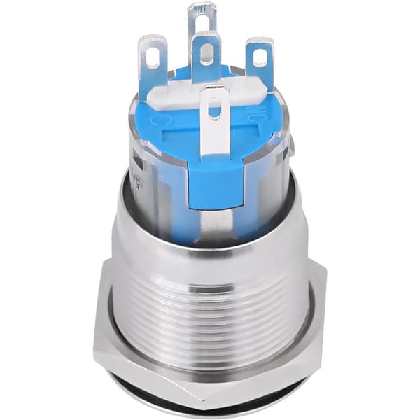 12V hvid LED bilmotor start/stop trykknap sølv rustfrit stål