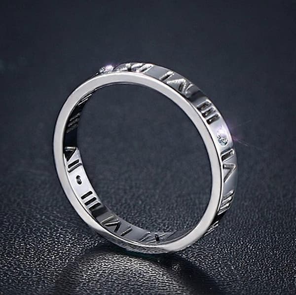 Openwork Romertal Ring til Kvinder Piger af Rustfrit Stål & CZ Indstilling Sølv/Rose Guld/Guld Plated - -