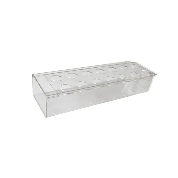 14-håls rektangulär akrylblomvas, 35x10x6cm, skrivbordsdekoration