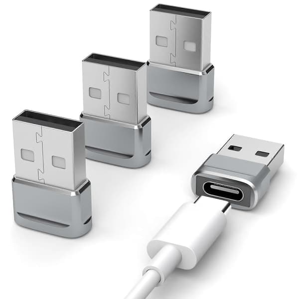 4-pak USB A til USB C Adapter Hurtig Opladning Dataoverførsel til iPhone iPad CarPlay Samsung Pixel