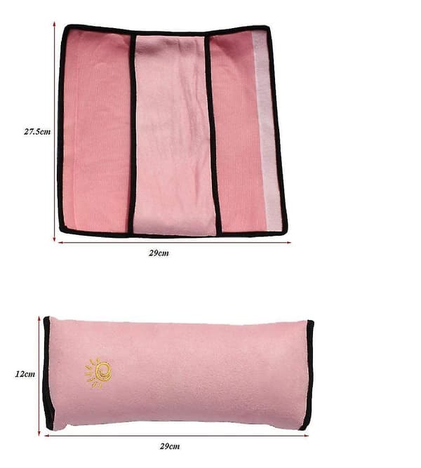 2-pack Bälteskuddar Sovkudde Nackstöd för Barn, Bilsäkerhetsbälte Bilstol Kudde Bälteskudde Axel Skydd (grå & rosa)