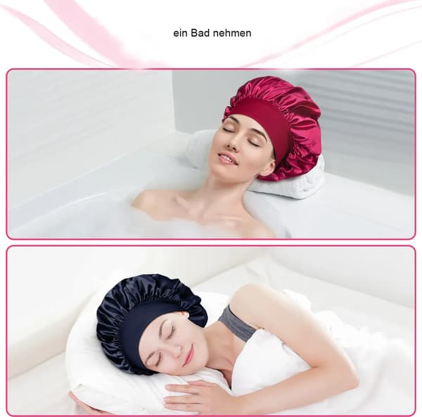 2 stycken sovmössa satin bonnet huvudskydd sovmössa med elastiskt band