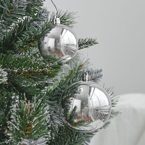 Julekuglepynt sæt til juletræ, vandtæt pynt til helligdage, fest, - sølv. 12cm2