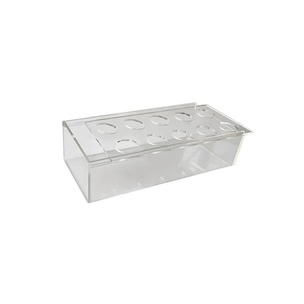 Rektangulær akrylblomstervase, 10-hulls skrivebordsdekorasjon, 25x10x6cm