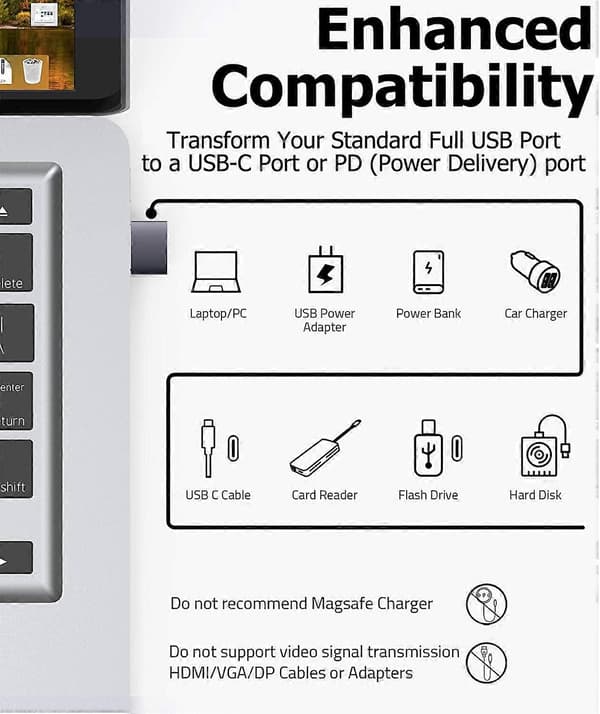 USB C till USB Adapter 10-pack, USB 3.0 Typ A till Typ C, Snabb Dataöverföring, Svart