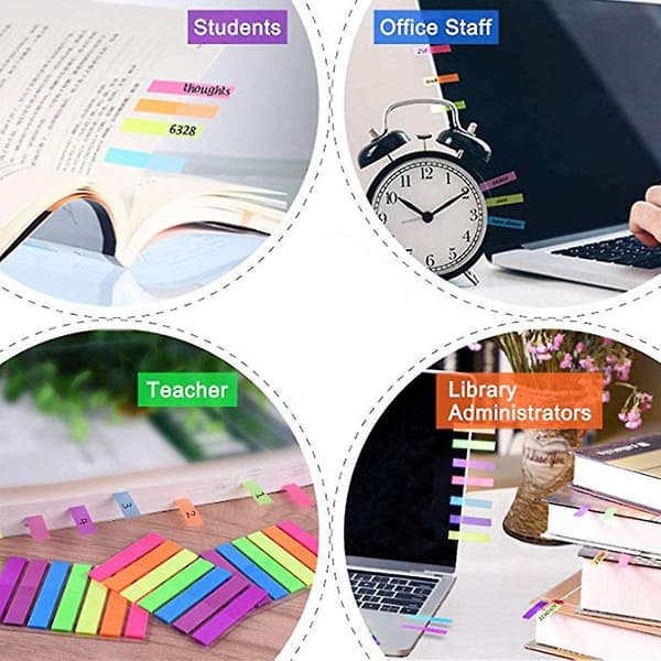 940 stk. Sticky Notes Flags Index Tabs 7 Style Farvede Sidemarkører