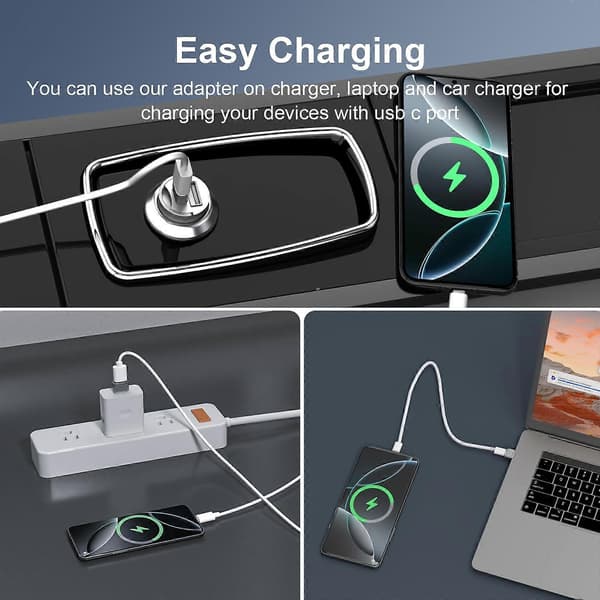 4-pakning USB A til USB C-adapter Hurtiglading Dataoverføring for iPhone iPad CarPlay Samsung Pixel