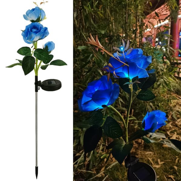 Rose Solar Lysdekorasjon Utendørs Hage Plenlys Blå