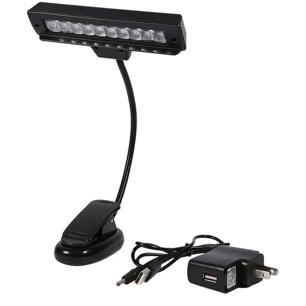 Bærbar 10 LED Clip-on Noder Stand Klemme Lys Soveværelse Skrivebordslæselampe AC 110V 220V 2