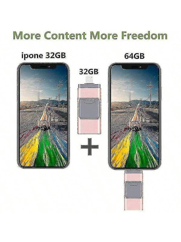 4-i-1 USB-flashdrev, hukommelseskort til iPhone, iPad, pc, iOS og Android (128 GB) Blue 128GB