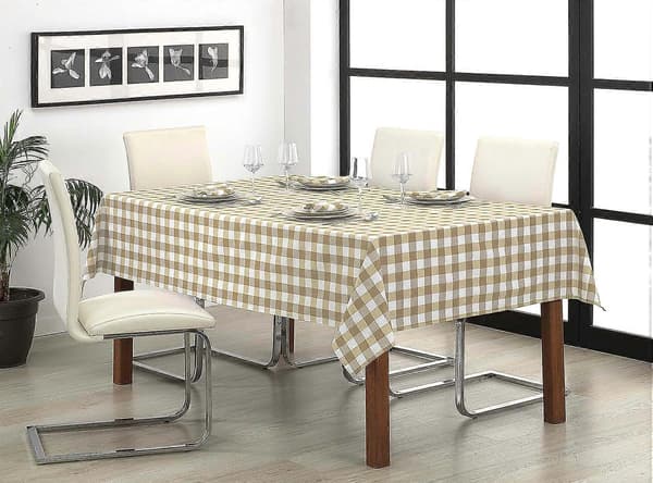 Rektangulær Gingham Ternet Dug, Vaskbar, Perfekt til Indendørs og Udendørs, Ideel til Picnics og Udendørs Sammenkomster (140 x 180, Beige)