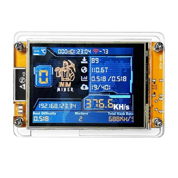 NMMiner NerdMiner V2 Hashrate 377KH/S ESP32 2.8 Tums Smart Display