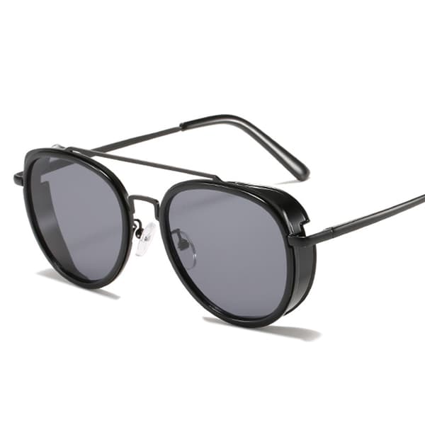 Solbriller Runde Steampunk Dobbeltbro Aviator Briller A