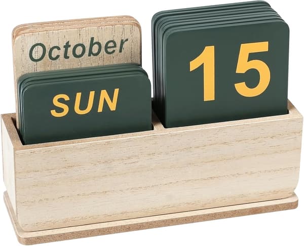 Evighetskalender, skrivbordskalender i trä, daglig vändkalender. 1pc