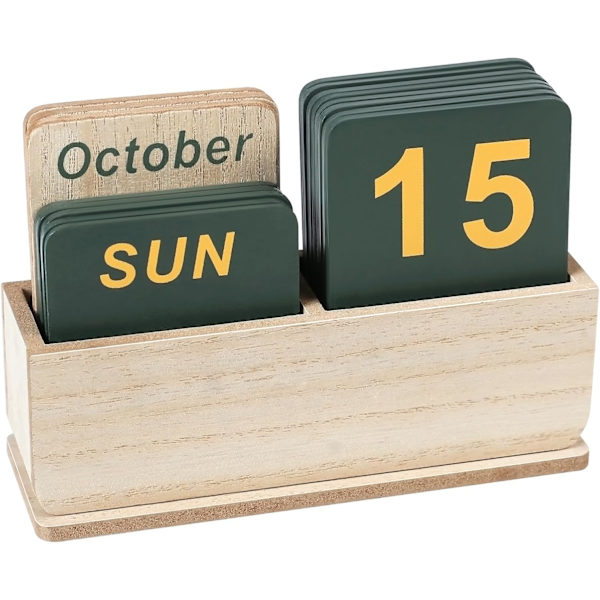 Evighetskalender, skrivebordskalender i tre, daglig vendekalender. 1pc