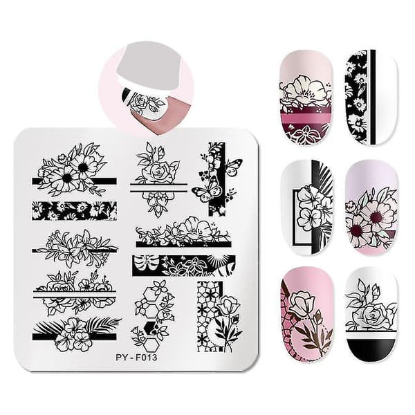 29 Marmor Blomblad Geometrisk Design nagelstämpelplattor stencil