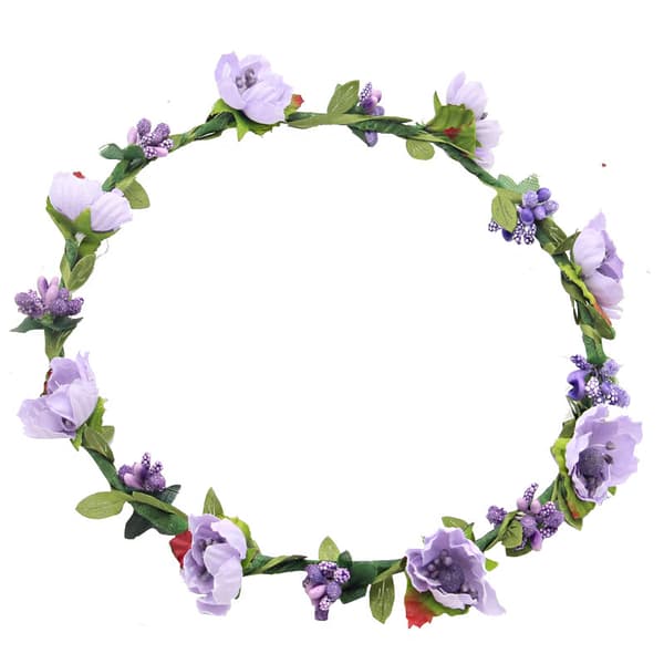 Blomsterkrans blommig hårband scrunchie håraccessoarer Lila