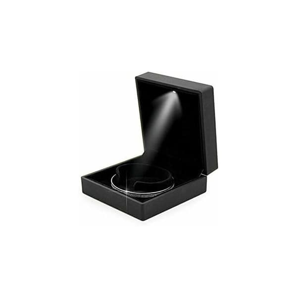 Rektangulär LED-smyckeskrin, mjukt sammetsfoder, reptålig insida, för ringar/hängen/armband/halsband för samling och förvaring (armband)