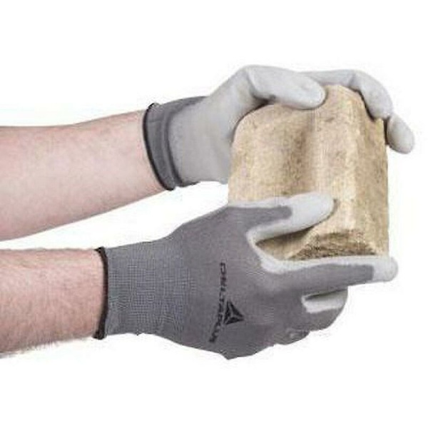 Smutsavvisande, silikonfria stickade skyddshandskar i polyester (Grå 7/S)