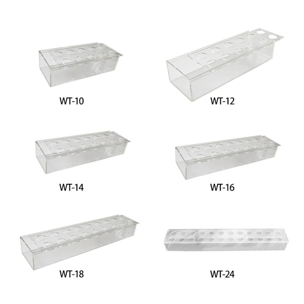 12-hulls rektangulær akrylblomstervase, 30x10x6cm, skrivebordsdekorasjon