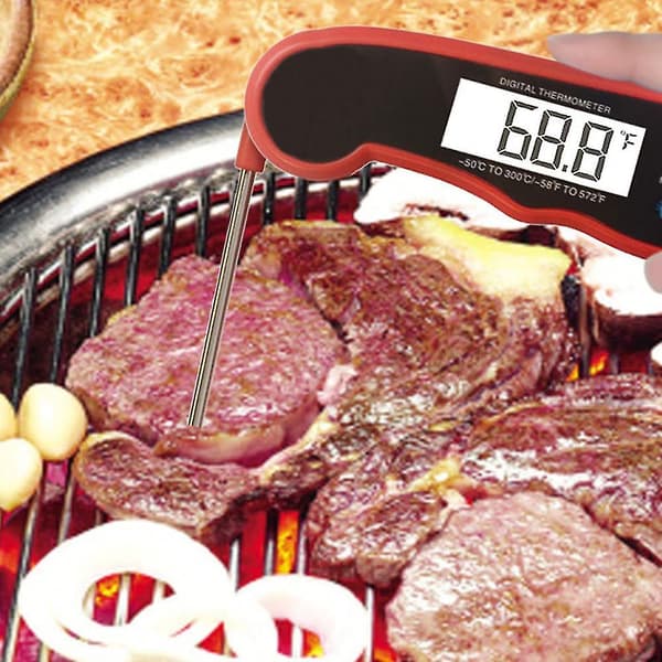 Digital snabbläst köttermometer, köksmatlagningstermometer sond röd